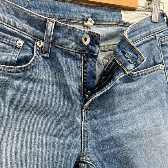 Rag & Bone Dre Slim Boyfriend Jeans Raw Hem Mid Rise Rove Blue Size 26 Straight - Picture 5 of 11